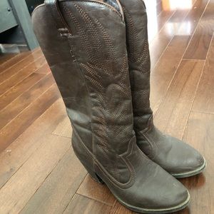 Faux leather cowgirl boots